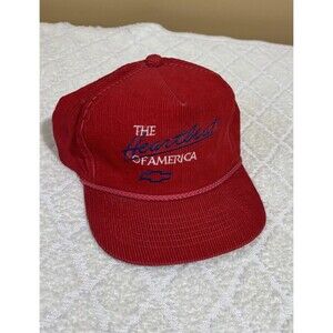 New Vtg 90s Chevy The Heartbeat Of America Embroidered Corduroy Rope Trucker Hat
